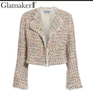 NWT Women's Glamaker Multicolor Tweed Jacket, size Med.